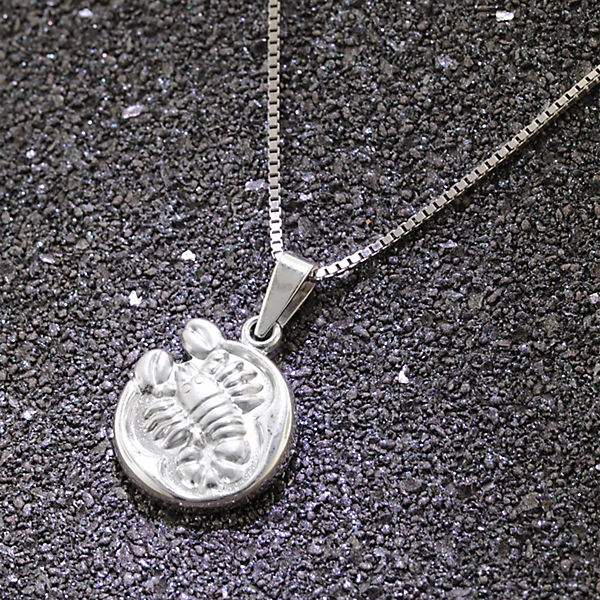 Accessoires Halsketten trendor Skorpion Sternzeichen mit Halskette 925 Silber Ø 15 mm Halsketten silber