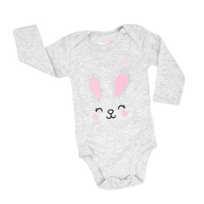 Babybogi Baby Body Langarm Dünne Baumwolle für Mädchen grau