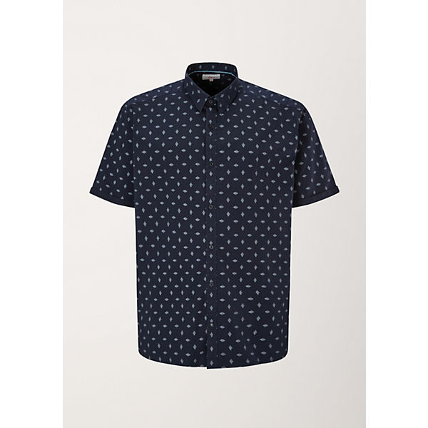 Bekleidung Kurzarmhemden s.Oliver Regular: Stretchhemd mit Print Kurzarmhemden blau