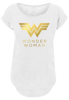 F4NT4STIC Long Cut T-Shirt DC Comics Wonder Woman 84 Golden Logo T-Shirts weiß