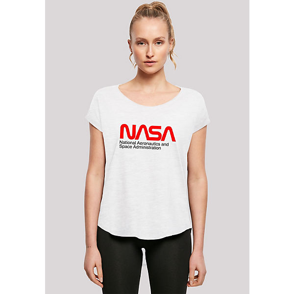 Bekleidung T-Shirts F4NT4STIC Long Cut T-Shirt 'NASA Aeronautics And Space' T-Shirts weiß