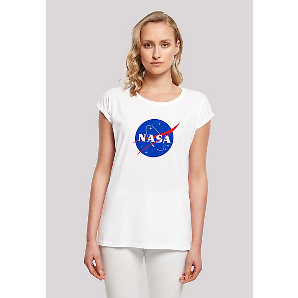 Bekleidung T-Shirts F4NT4STIC Extended Shoulder T-Shirt 'NASA Classic Insignia Logo' T-Shirts weiß