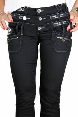 CIPO &amp; BAXX® Damen Jeans Hose im außergewönlichem Design schwarz