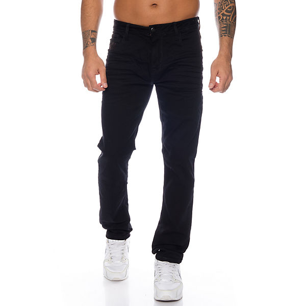 Bekleidung Slim Jeans CIPO & BAXX® Herren Jeans Hose im basic Look mit dezenten dicken Nähten schwarz