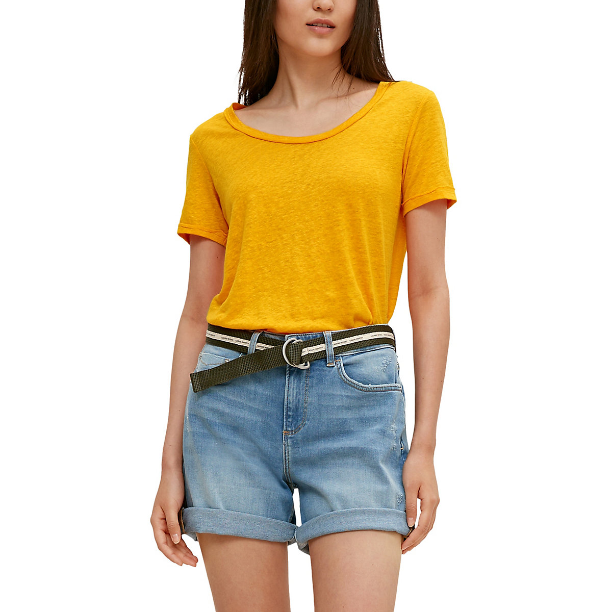 comma casual identity T-Shirt aus Leinen T-Shirts gelb