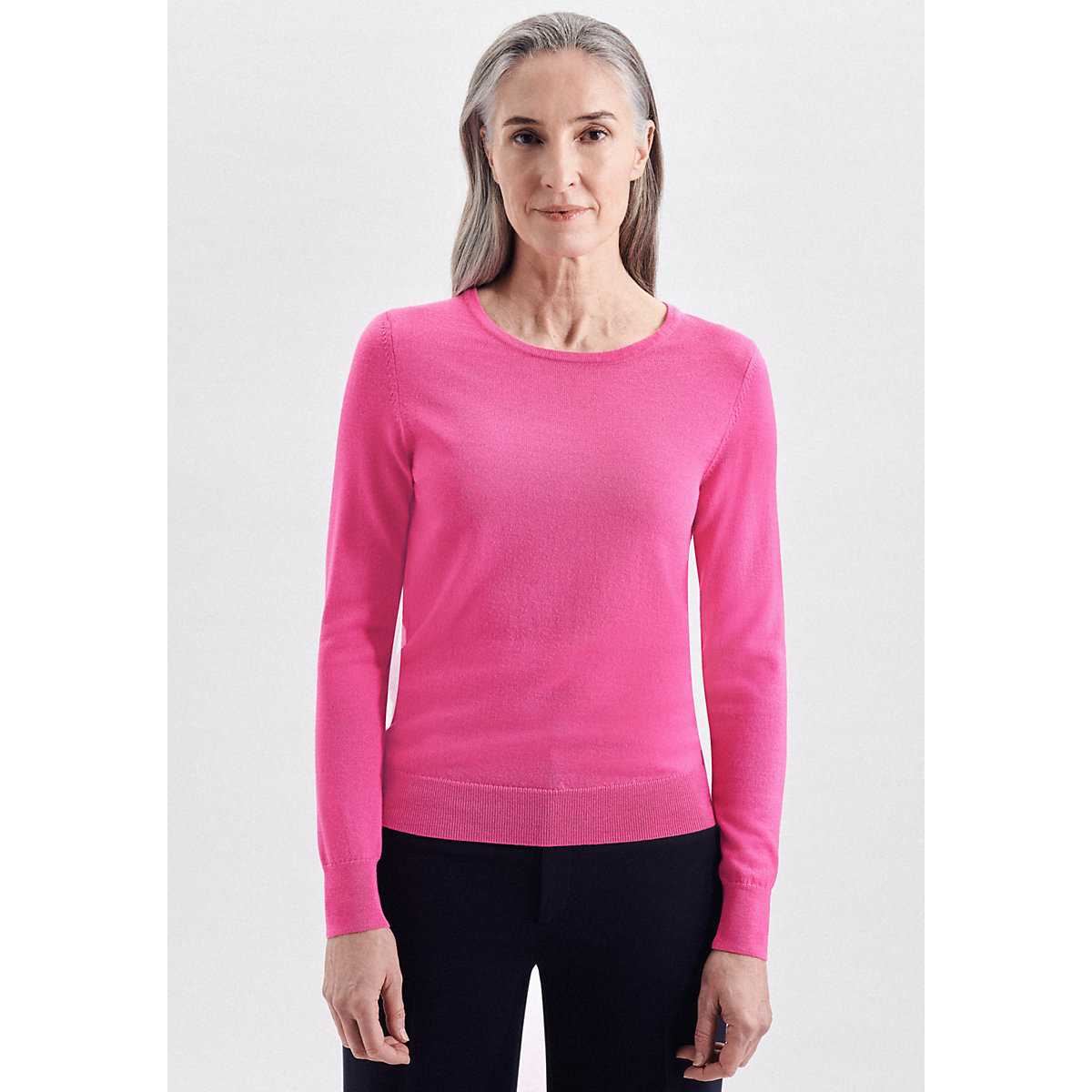 seidensticker Pullover Rundhals Regular Langarm Uni Pullover rosa/pink