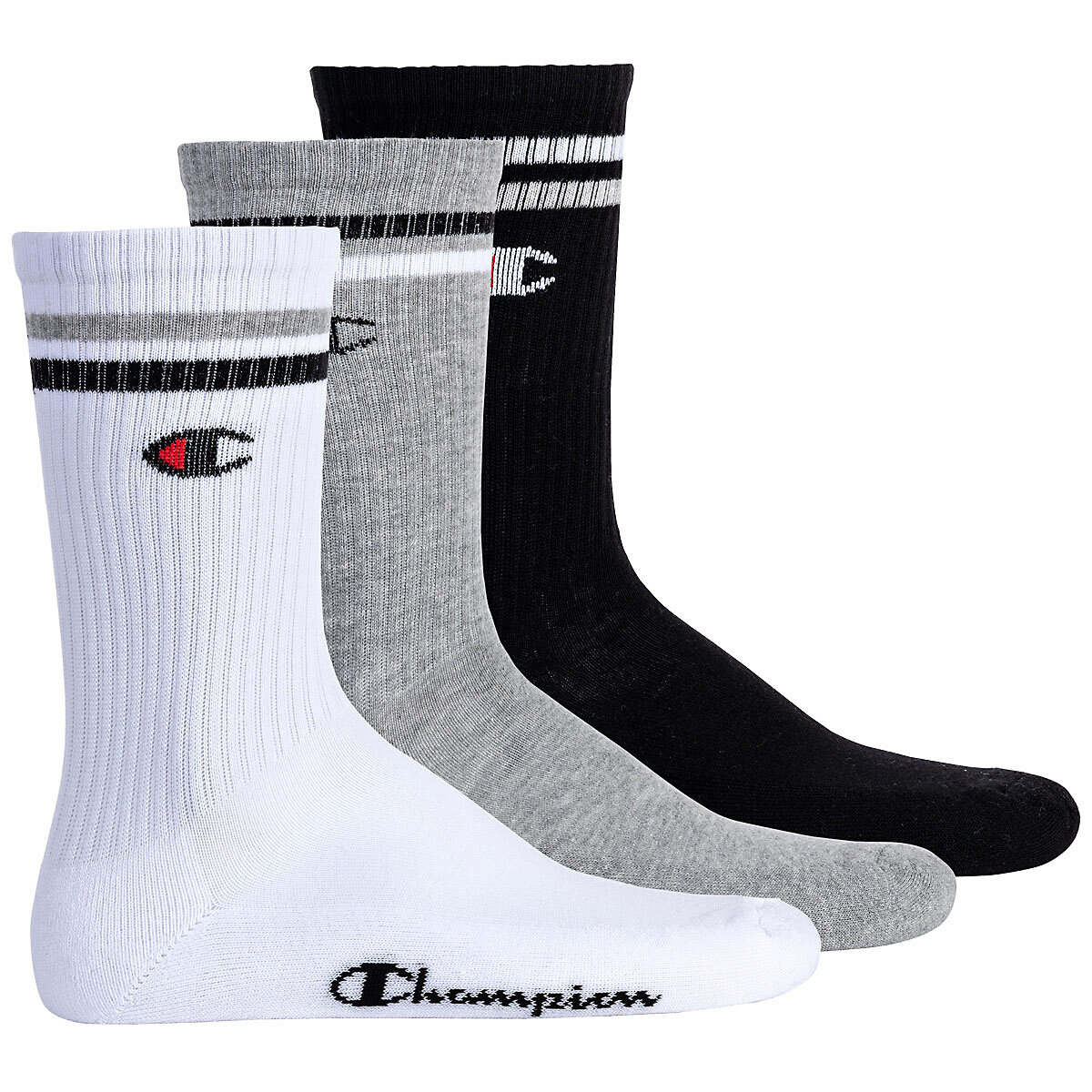 Champion Unisex Socken 3 Paar Crew Socken Logo Streifen Socken mehrfarbig Champion Unisex Socken 3 Paar Crew Socken Logo Streifen Socken mehrfarbig