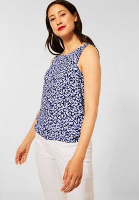 Street One Printtop im Materialmix dunkelblau