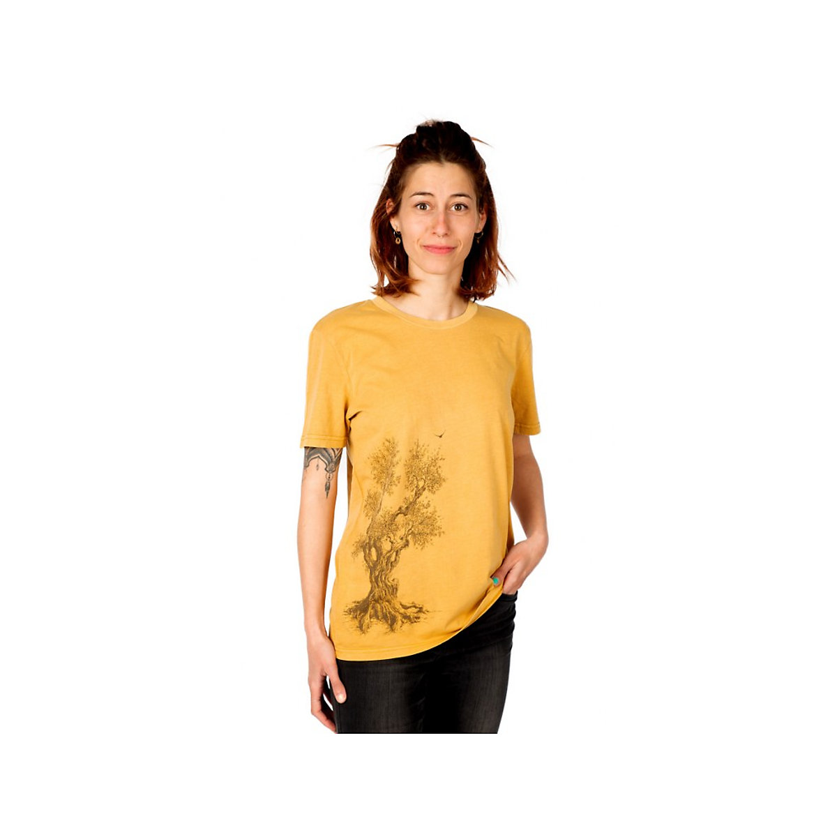 Rundhals T-Shirt gelb