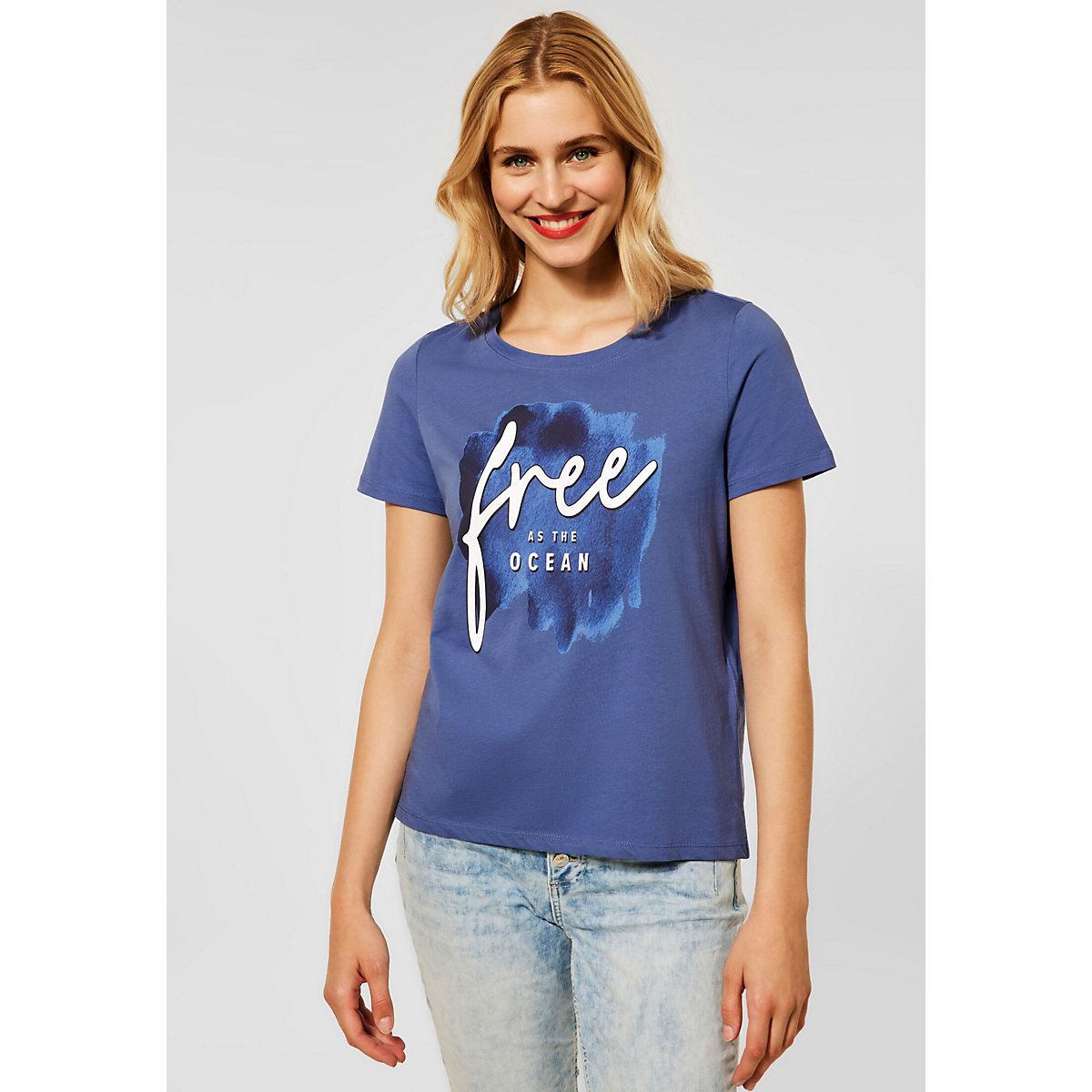 Street One T-Shirt mit Partprint blau