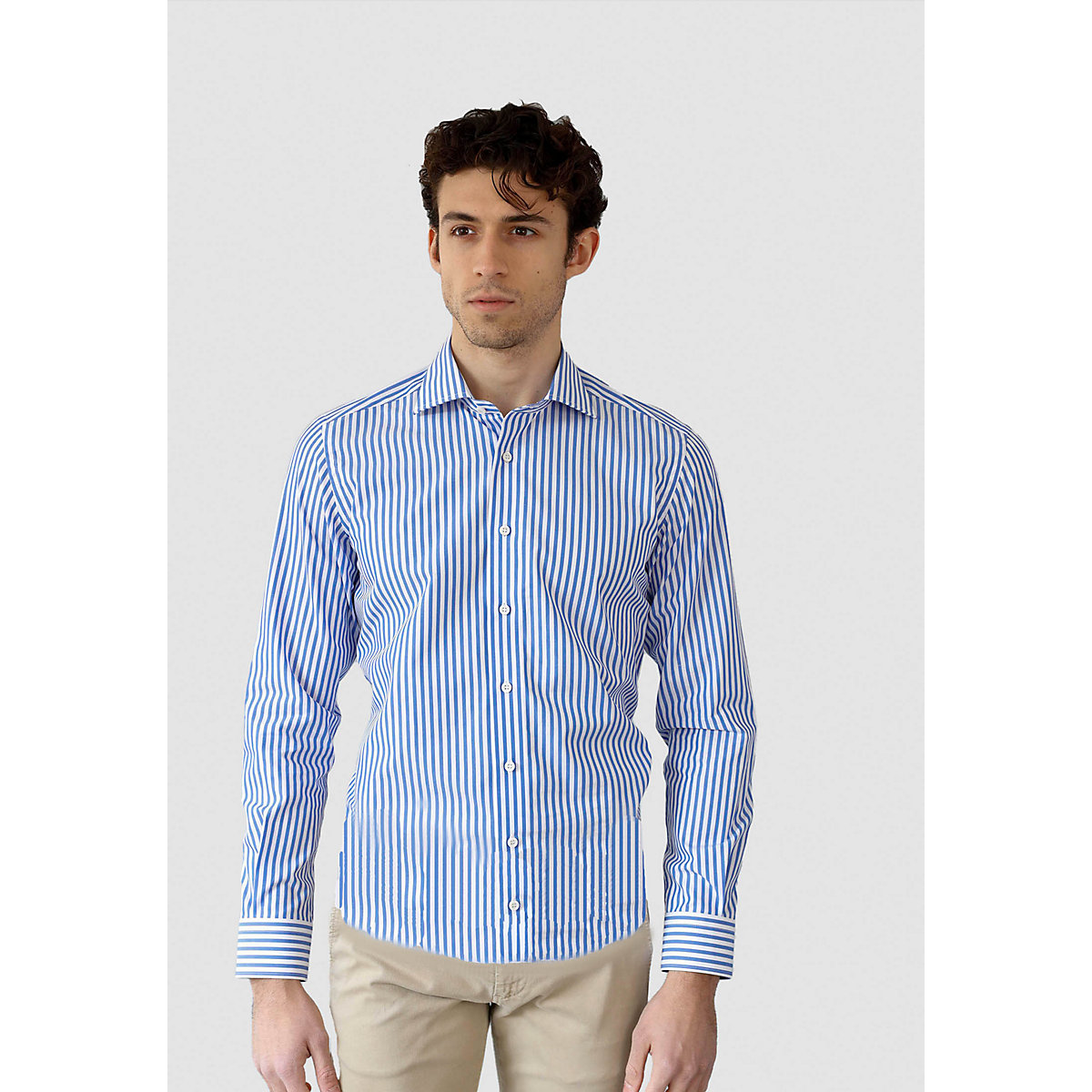 Black Label Shirt Streifenhemd TRAVEL-0013-7006 Langarmhemden blau