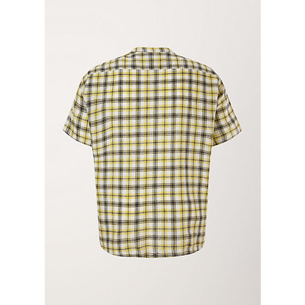 Bekleidung Kurzarmhemden s.Oliver Regular: Karohemd aus Leinenmix Kurzarmhemden gelb