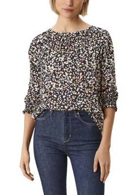 s.Oliver Bluse mit Schleife im Nacken 3/4-Arm-Blusen blau
