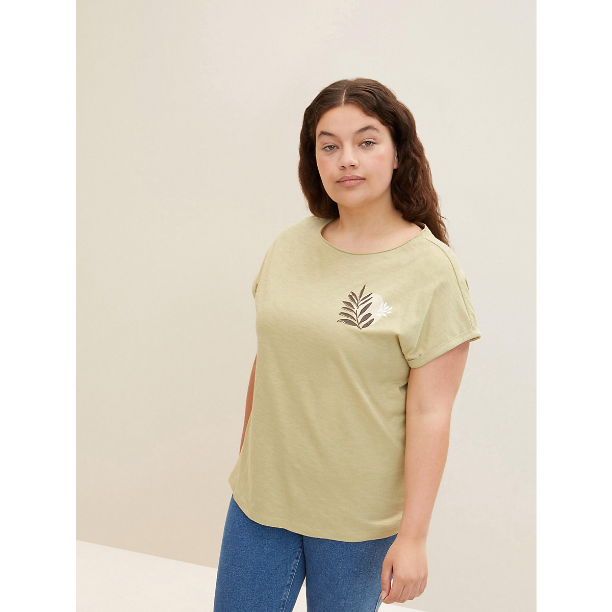 TOM TAILOR T-Shirt Plus T-Shirt mit Bio-Baumwolle T-Shirts oliv