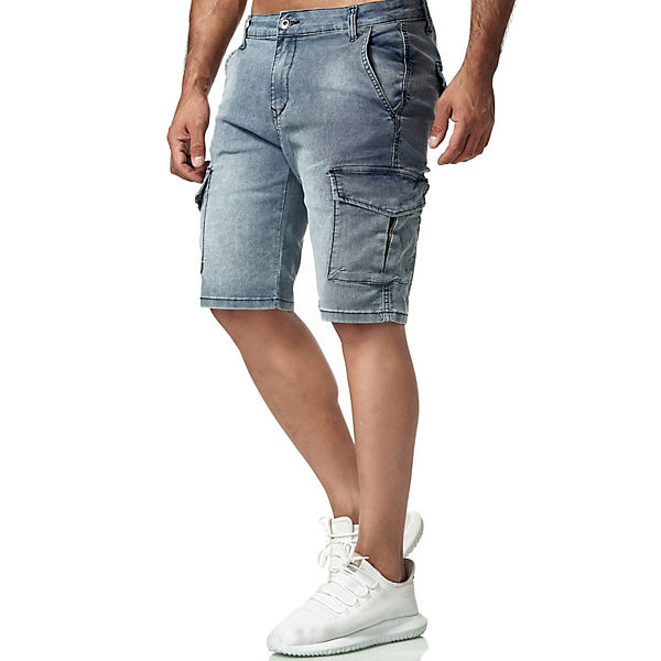 Bekleidung Jeansshorts WANGUE Jeans Shorts Kurze Cargo Sommer Hose Bermuda blau