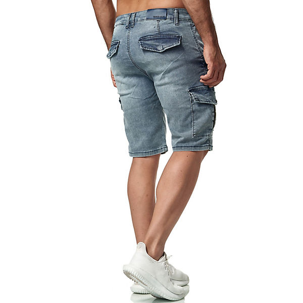 Bekleidung Jeansshorts WANGUE Jeans Shorts Kurze Cargo Sommer Hose Bermuda blau