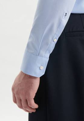 Langarmhemden Arm Uni Kentkragen Business blau Slim Hemd Extra langer seidensticker