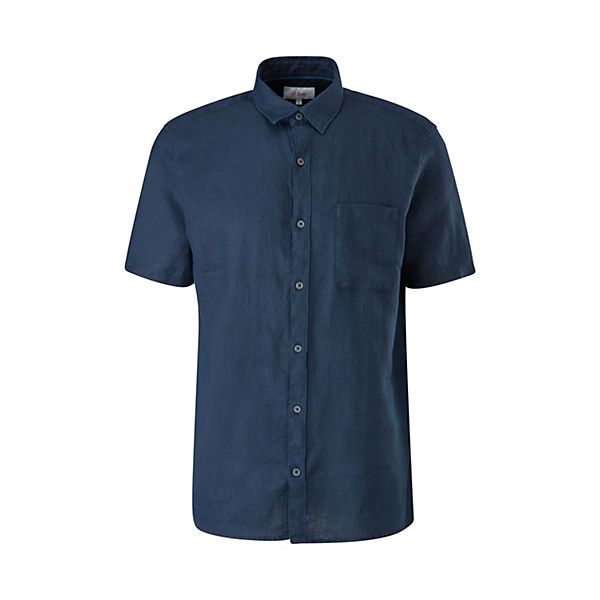 Bekleidung Kurzarmhemden s.Oliver Regular: Kurzarmhemd aus Leinen Kurzarmhemden blau