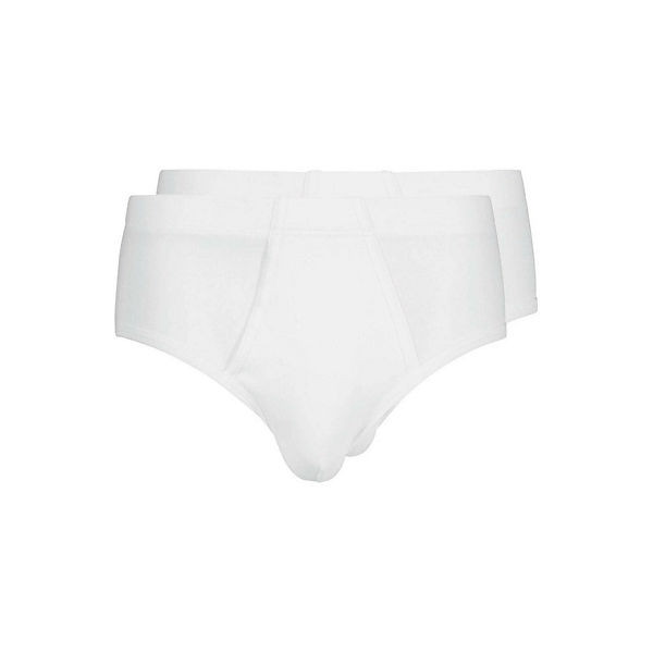 Bekleidung Slips, Panties & Strings HUBER Slips mit Eingriff 2er-Pack Cotton Fine Rib Slips weiß