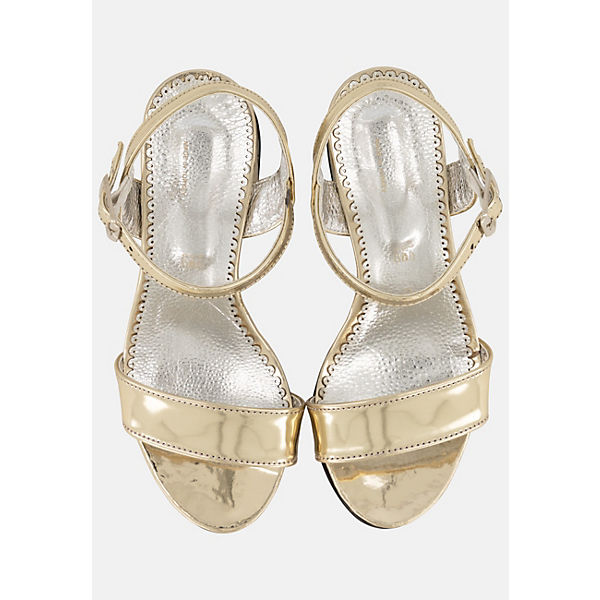Schuhe Klassische Sandalen Prestije Riemensandalette mit Blockabsatz Sandalen gold