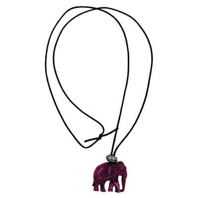 Kette Elefant, fuchsia-altsilber, 100cm Halsketten