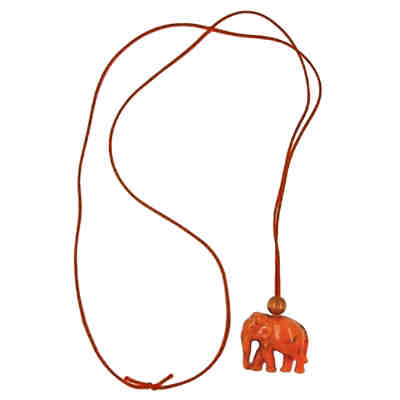 Kette Elefant, orange-marmor Halsketten