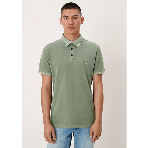 Bekleidung T-Shirts s.Oliver Poloshirt mit Wascheffekt T-Shirts olive
