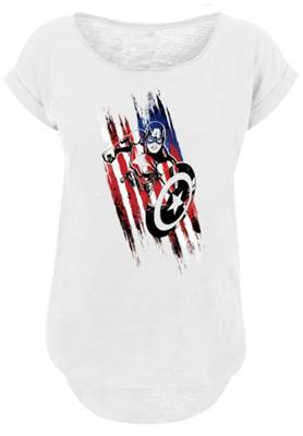 F4NT4STIC, Long Cut T-Shirt 'Marvel Avengers Captain America Streaks' T- Shirts, weiß | mirapodo