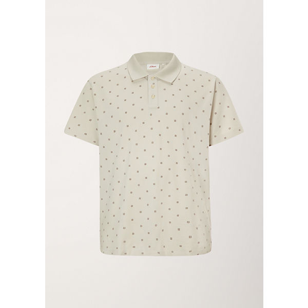 Bekleidung T-Shirts s.Oliver Poloshirt mit Allovermuster T-Shirts creme