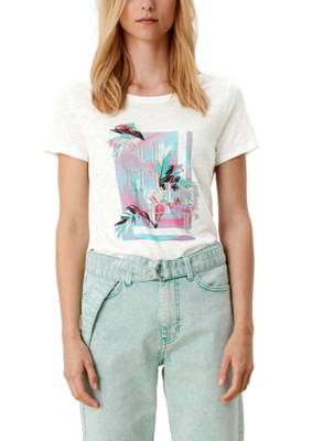 s.Oliver T-Shirt mit sommerlichem Statement-Print T-Shirts creme