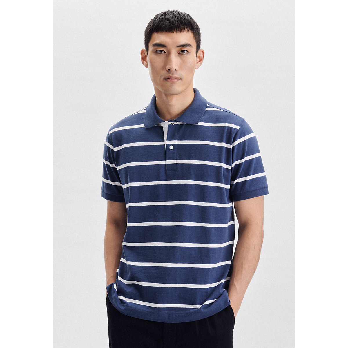 seidensticker Polo-Shirt Kragen Regular Kurzarm Streifen Poloshirts blau