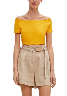 comma casual identity T-Shirt mit Carmen-Ausschnitt T-Shirts gelb