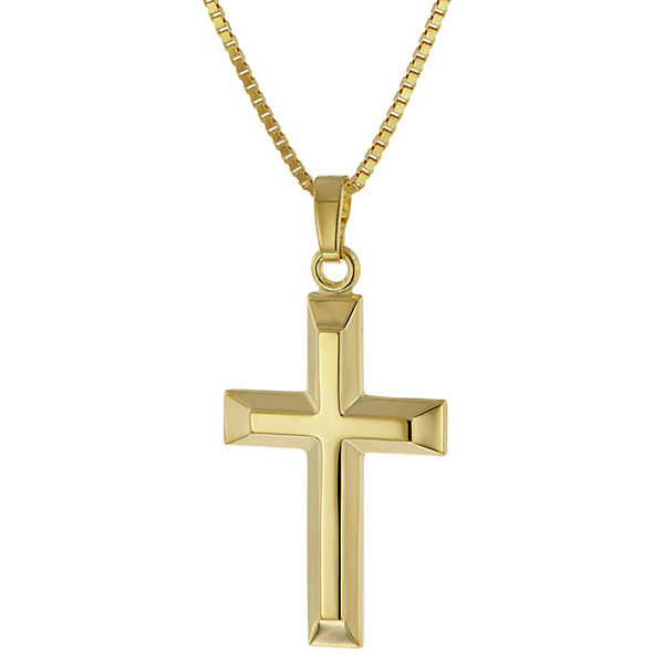 Kreuz Anhänger Gold 333 / 8K mit goldplattierter Silberkette Halsketten