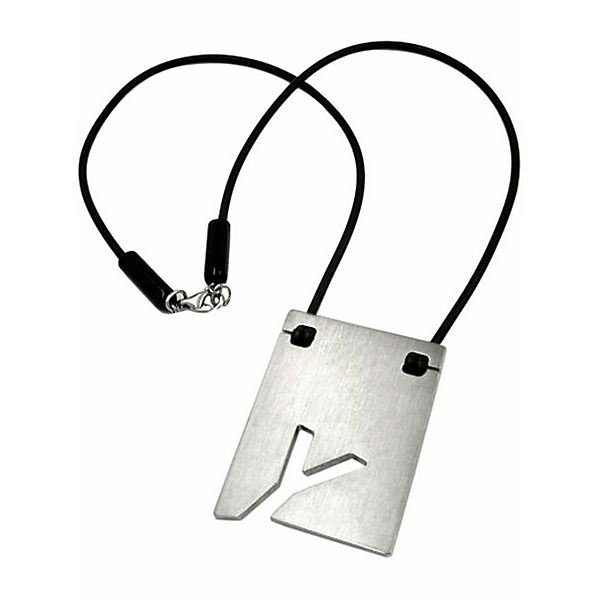 Accessoires Halsketten GALLAY Kette 44x31mm Anhänger Edelstahl Buchstabe Y Vollgummi schwarz 42cm Halsketten silber matt