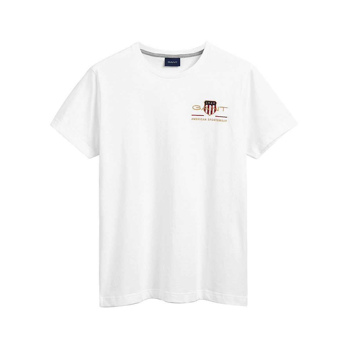 GANT Herren T-Shirt Archive Shield EMB Rundhals kurzarm Baumwolle Stickerei T-Shirts weiß