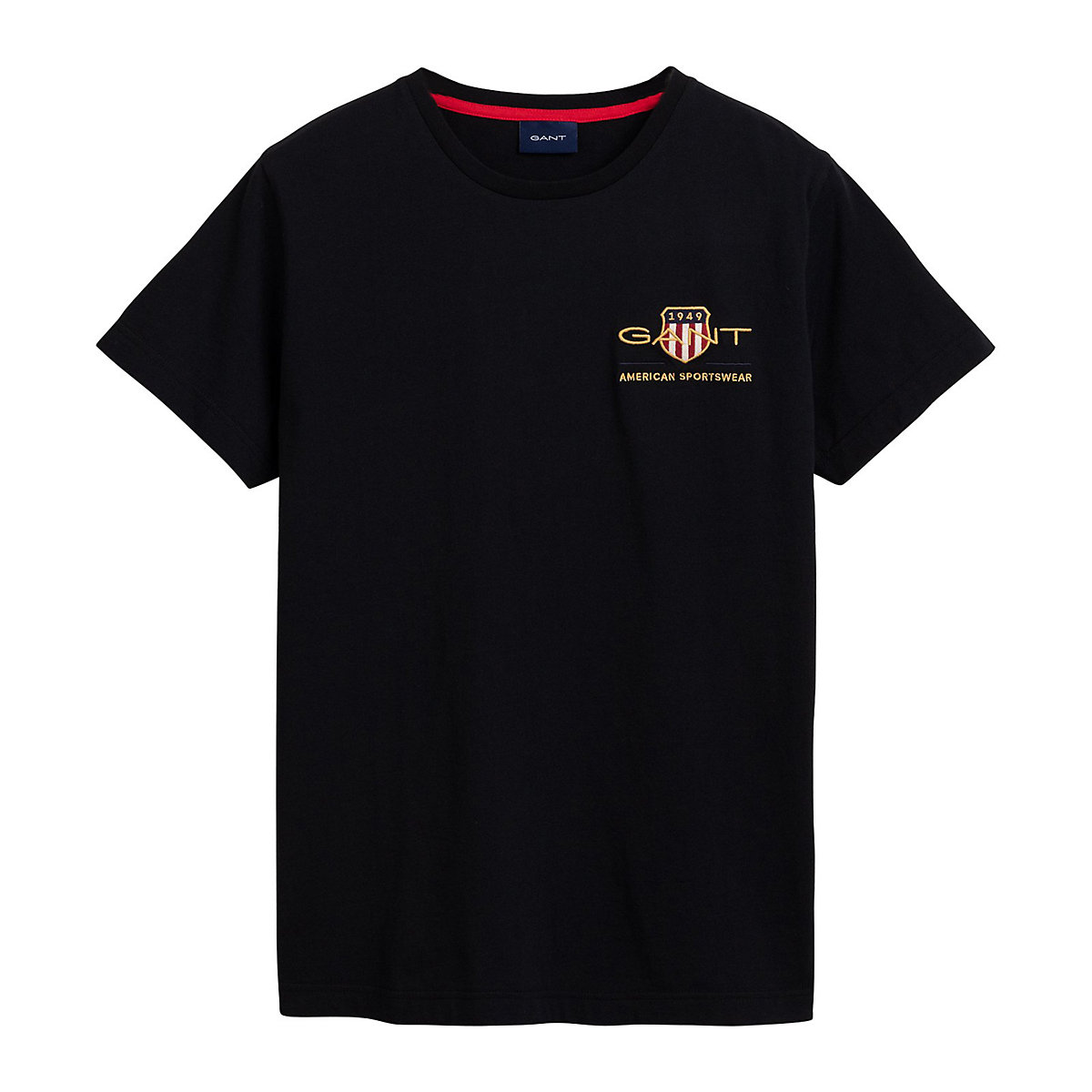 GANT Herren T-Shirt Archive Shield EMB Rundhals kurzarm Baumwolle Stickerei T-Shirts schwarz UB10104