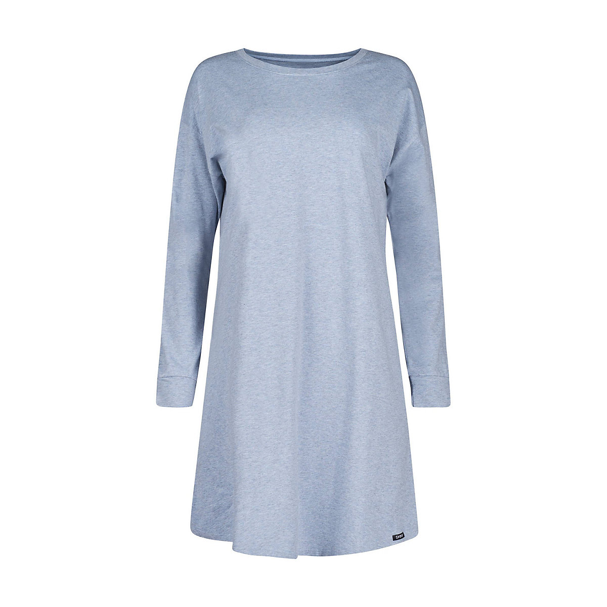 SKINY® Skiny SKINY Damen Nachthemd Mix & Match Nachtwäsche Baumwolle Logo Langarm einfarbig Nachthemden hellblau