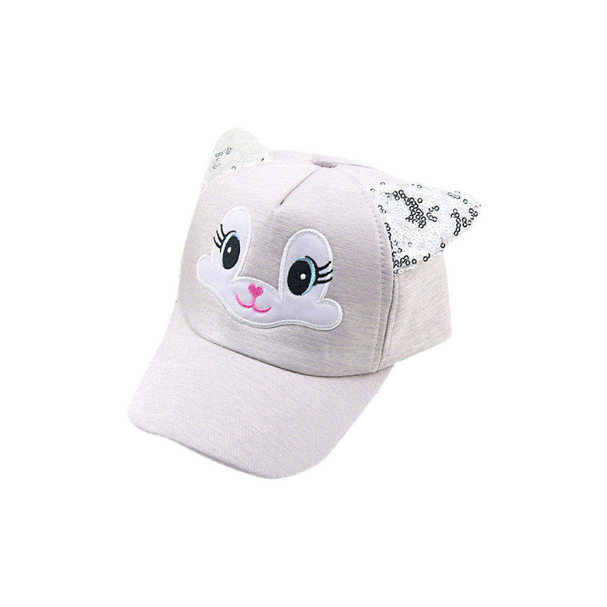 Vicabo Basecap Pailletten Katze Ohren Caps für Kinder grau