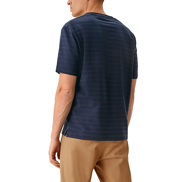 Bekleidung T-Shirts s.Oliver T-Shirt mit gestreiftem Strukturmuster T-Shirts blau Bekleidung T-Shirts s.Oliver T-Shirt mit gestreiftem Strukturmuster T-Shirts blau