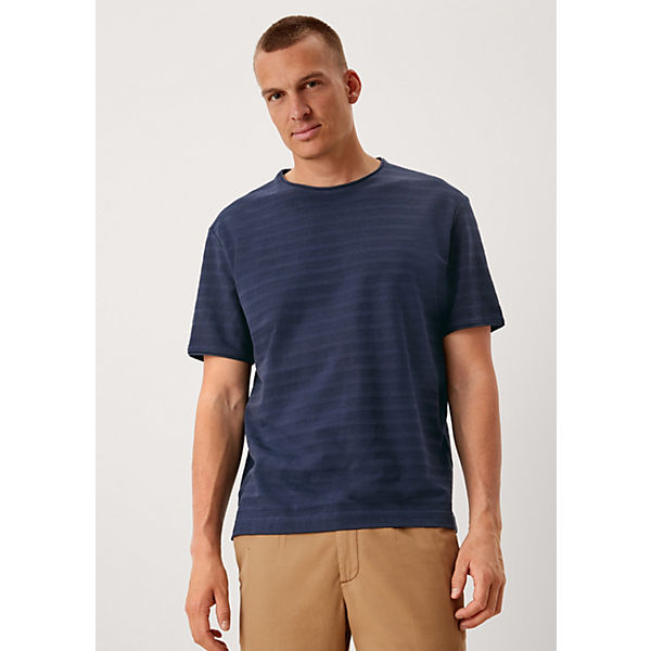 Bekleidung T-Shirts s.Oliver T-Shirt mit gestreiftem Strukturmuster T-Shirts blau