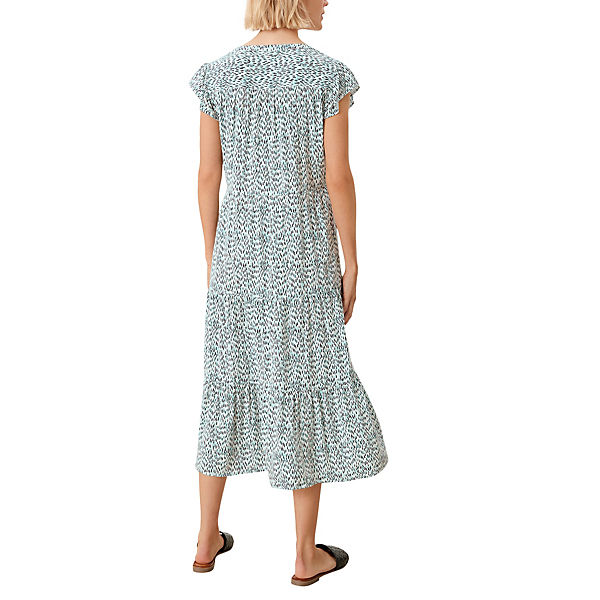 Bekleidung Freizeitkleider s.Oliver Midi-Kleid mit Flügelärmeln Jerseykleider creme