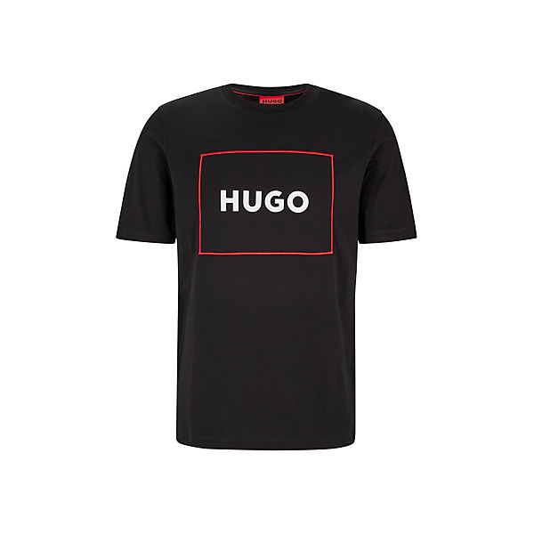Bekleidung T-Shirts HUGO Herren T-Shirt - DUMEX Rundhals Kurzarm Logo Print Stickerei Cotton T-Shirts schwarz