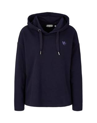 TOM TAILOR Strick & Sweatshirts Hoodie mit Stickerei und Bio-Baumwolle Sweatshirts dunkelblau