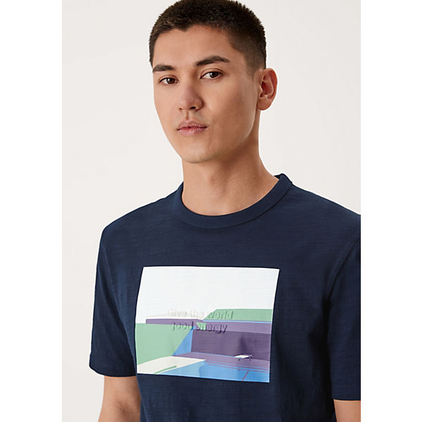 Bekleidung T-Shirts s.Oliver Printshirt mit 3D-Optik-Statement T-Shirts blau