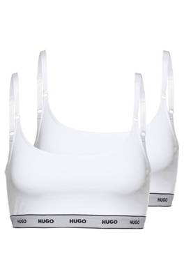 HUGO Damen Bustier 2er Pack Bralette Stripe Baumwolle Logo einfarbig Bustiers weiß