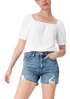 QS by s.Oliver T-Shirt mit Karreeausschnitt T-Shirts weiß