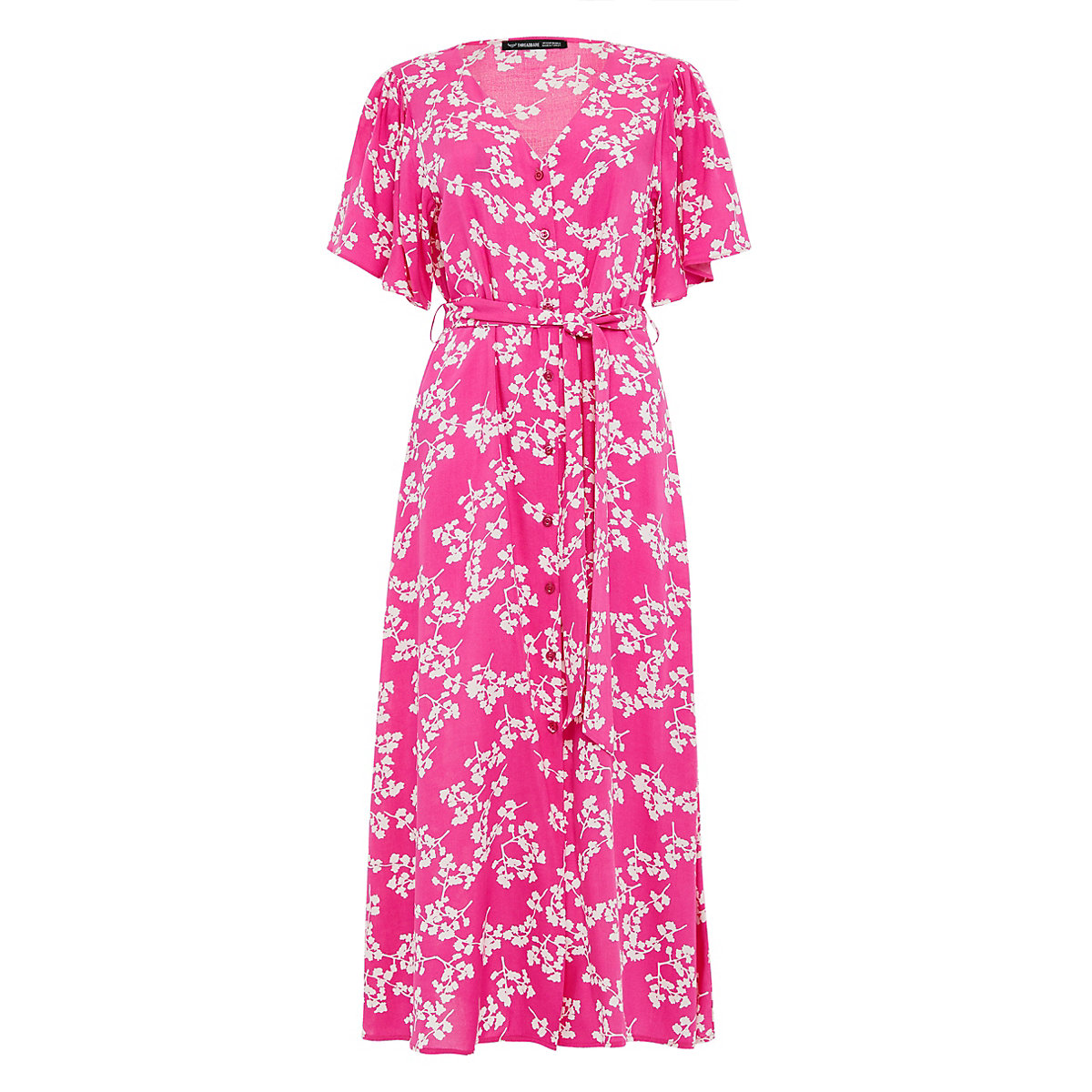 THREADBARE Threadbare Kleid THB Fruit Pastill Midi Button Dress Sommerkleider AdultW pink/weiß