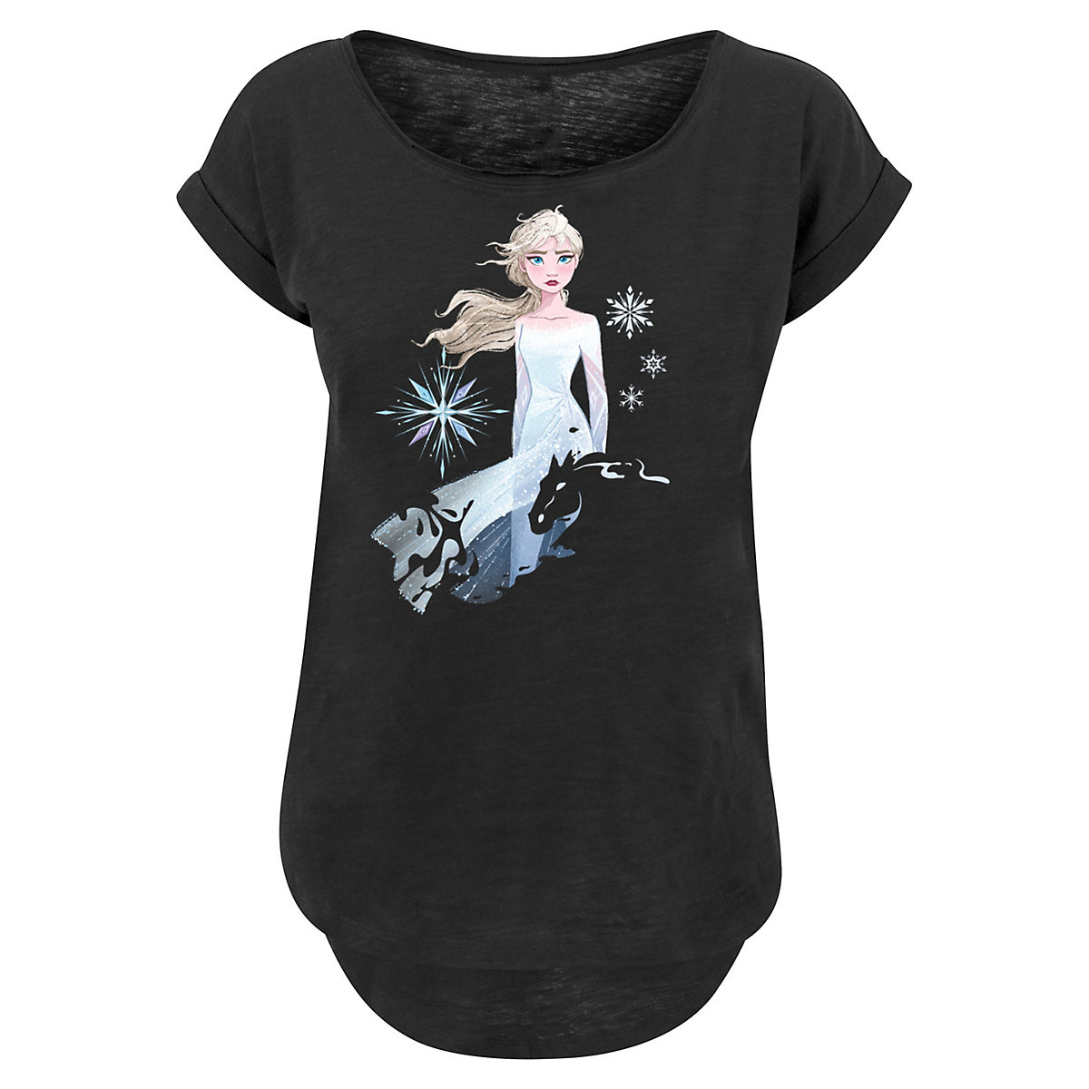 F4NT4STIC Long Cut T-Shirt 'Disney Frozen 2 Elsa Nokk Wassergeist Pferd' T-Shirts schwarz