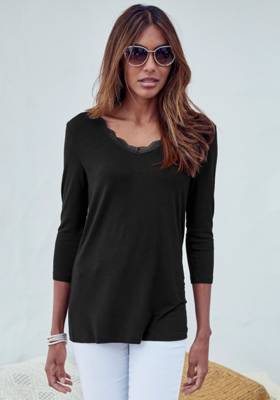 LASCANA 3/4-Arm-Shirt schwarz