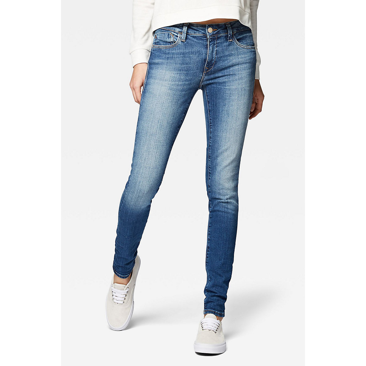 Mavi Skinny Fit Denim Jeans Normal Waist Stretch Hose ADRIANA blau Modell 1